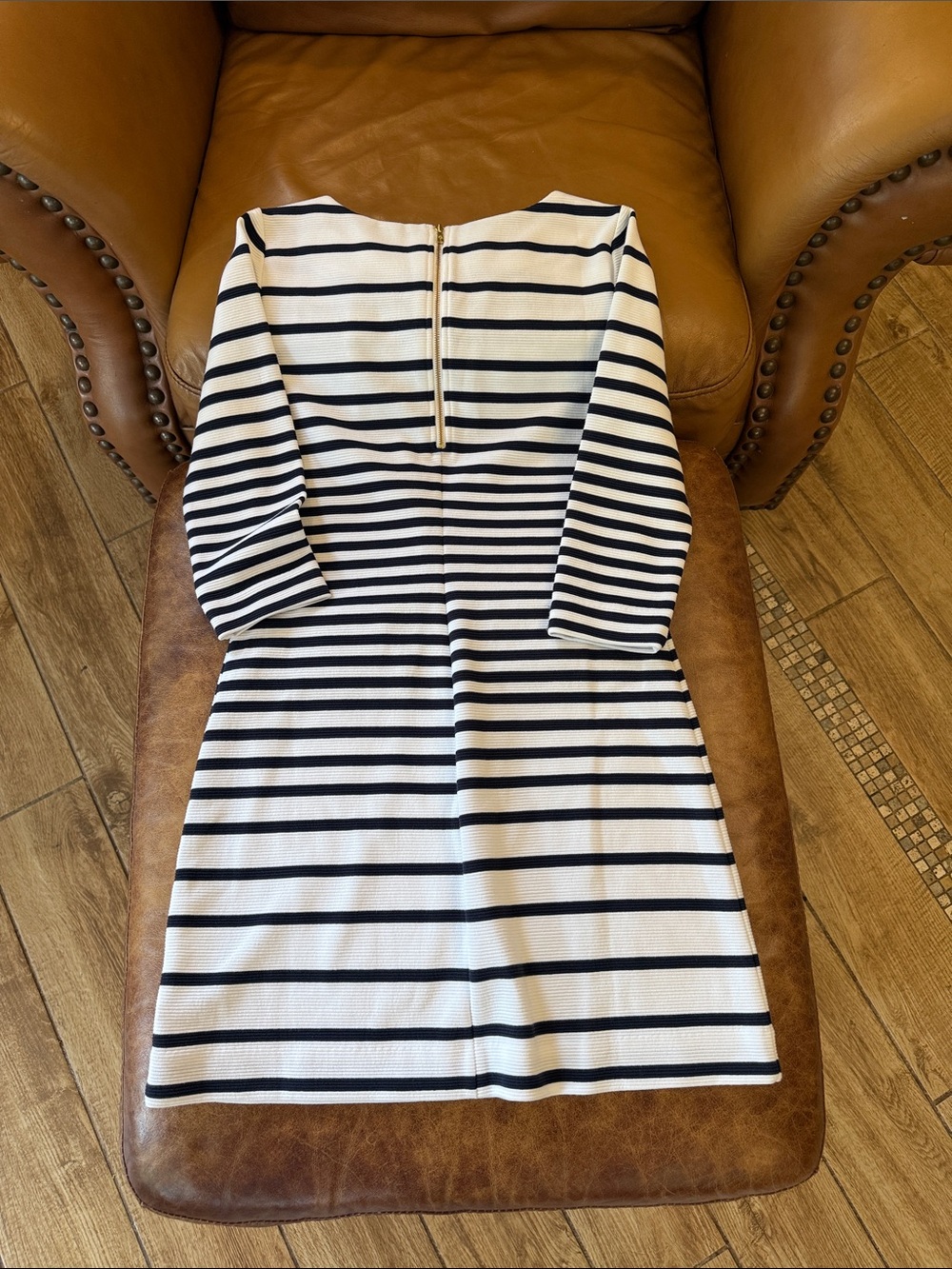 Lilly Pulitzer Charlene 3/4 Sleeve Knit Shift Dress Sz XS Navy Blue White Stripe - Picture 4 of 8
